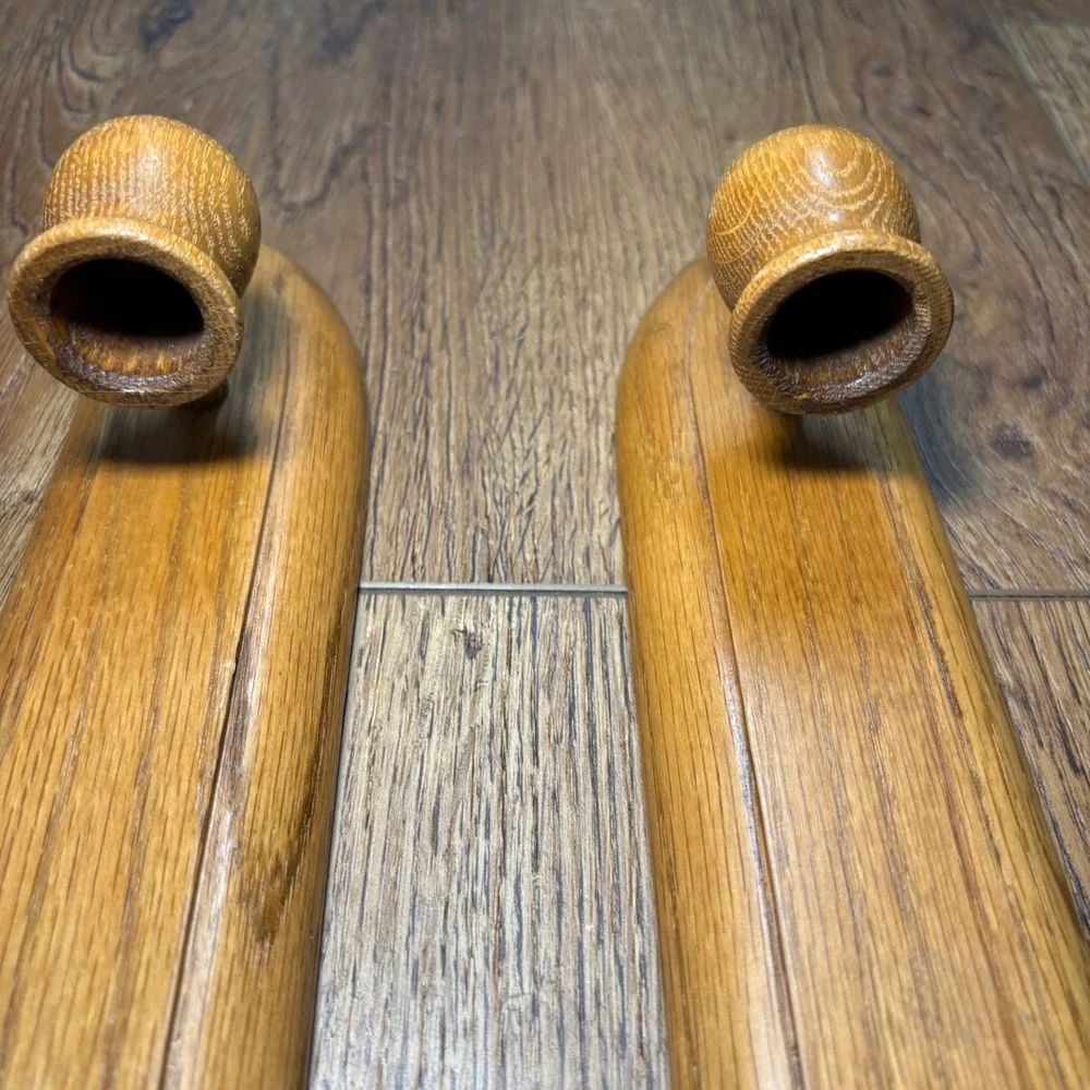 VTG Wood Wall Sconce Pair Solid Oak Taper Candle Holder Set of‎ 2 cottage whimsy
